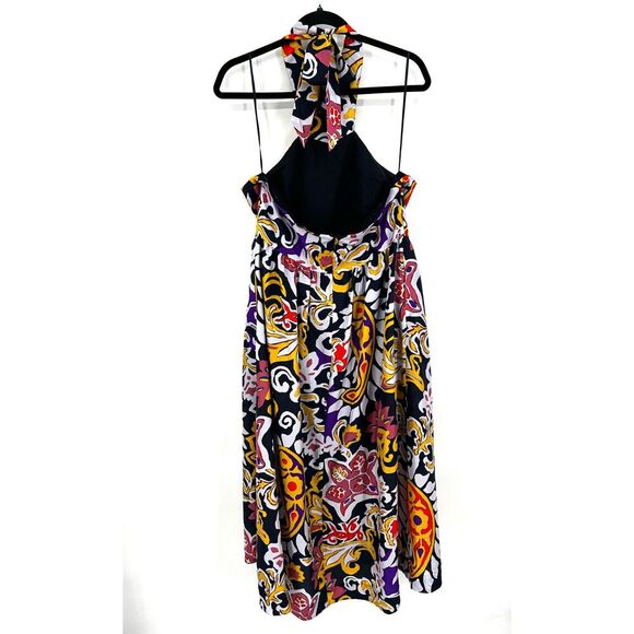 NWT J. CREW Blue Yellow Paisley 100% Silk Sarong Boho Summer Midi Dress Size 14 - Picture 2 of 10